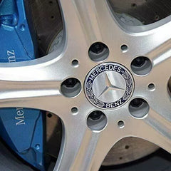 4 x Blue Mercedes Benz 75mm Alloy Wheel Centre Caps AMG A B C E S M Class Hub