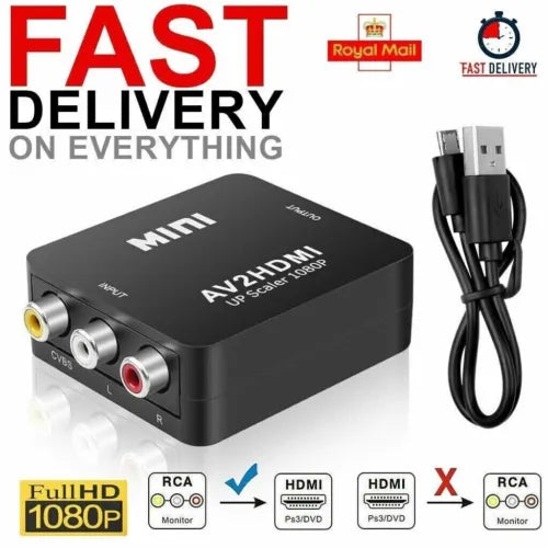 AV to HDMI 1080P RCA CVBS Video Audio Composite Converter Mini Adapter HDTV/DVD