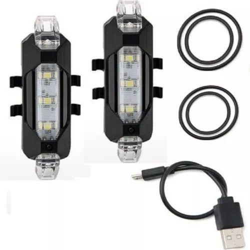 USB Rechargeable Bike Lights Rear Front Hazard Waterproof LED Front & Rear Light