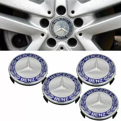 4 x Blue Mercedes Benz 75mm Alloy Wheel Centre Caps AMG A B C E S M Class Hub