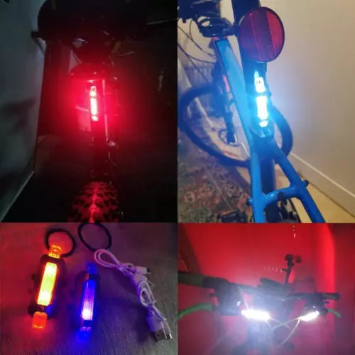 USB Rechargeable Bike Lights Rear Front Hazard Waterproof LED Front & Rear Light