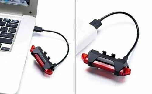 USB Rechargeable Bike Lights Rear Front Hazard Waterproof LED Front & Rear Light